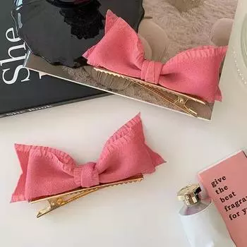 1 шт., очаровательная заколка принцессы в корейском стиле с розовым бантом, летняя милая заколка из кожи аллигатора, аксессуары для волос для женщин, ювелирные изделия