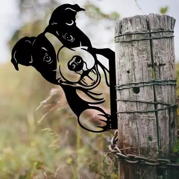 1 шт. Очаровательное настенное искусство в форме собаки из железа – идеально подходит для декора садовой вечеринки и украшения забора на открытом воздухе чёрный