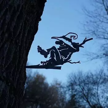 1 шт. Очаровательное садовое искусство для заднего двора или дерева - причудливое силуэтное искусство, которое добавит немного волшебства открытому пространству чёрный