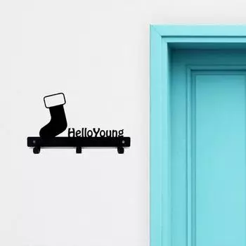 1 шт. Очаровательный настенный крючок для ключей - дизайн рождественского носка, настенный крючок для пальто. Праздничные украшения. чёрный