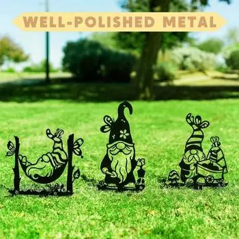 1 шт. Очаруйте свой сад с помощью этого металлического гнома, настенного украшения для двора, чтобы устроить сказочную вечеринку в саду бежевый