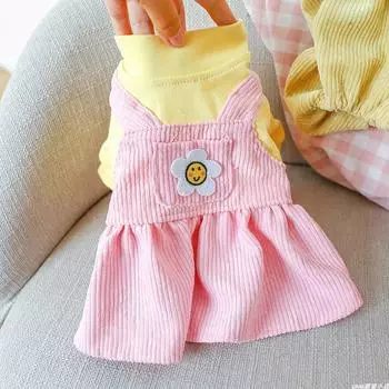 1 шт. Одежда для домашних животных, собак, кошек, осень и зима, утолщенное теплое розовое платье принцессы с подсолнухом, подходит для маленьких и средних собак M