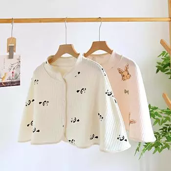 1 шт., одежда для отдыха, устойчивая к холоду, хлопковая шаль, кардиган с пряжками, плащ с мультяшным рисунком, послеродовой, необходимый воздушный хлопок, тепло на плечи