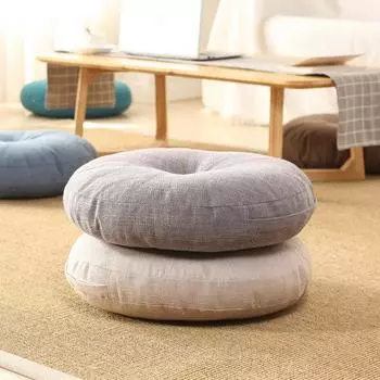 1 шт. однотонная круглая хлопково-льняная подушка татами, мягкая подушка для сиденья, декоративная напольная подушка для домашней спальни, украшение гостиной 40x10cm хаки