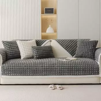 1 шт. однотонная квадратная решетчатая плюшевая противоскользящая диванная подушка, можно использовать как напольную подушку, прикроватную подушку, зимний новый стиль 70x70cm коричневый