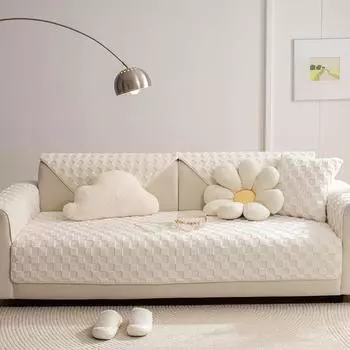 1 шт. Однотонная плюшевая шахматная противоскользящая теплая диванная подушка, подходит для дивана, можно сделать напольной подушкой, зимняя новая 60x60cm коричневый