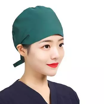 1 шт. однотонная рабочая шапочка для салона красоты, медицинская шапочка, дышащая, регулируемая, хирургическая, мягкая, из хлопка