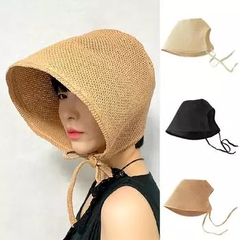 1 шт., однотонная шляпа Лоли, универсальная шляпа-ведро с плоским верхом и большими полями, весенняя хлопковая и льняная шляпа абрикосовый