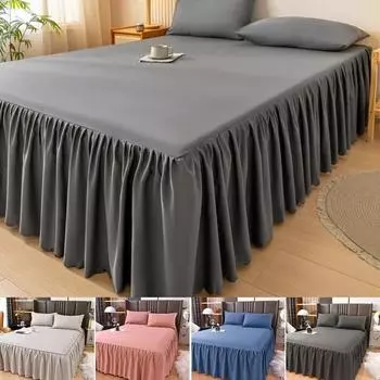 1 шт. однотонная юбка-кровать с кружевом, всесезонное покрывало с оборками, нескользящий чехол для матраса 1,2 м/1,5 м/1,8 м/2 м (Без наволочки) 120x200cm Only a Sheet