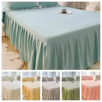 1 шт. однотонная юбка-кровать с кружевом, всесезонное покрывало с оборками Queen/King roupa de cama(Без наволочки) 150x200x45cm 1pc