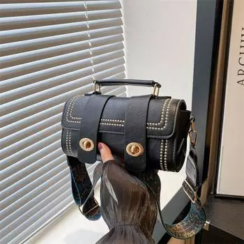 1 шт. однотонная женская сумка на одно плечо, модная сумка с широким плечевым ремнем, маленькая сумка