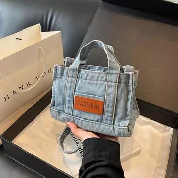 1 шт. однотонная женская сумка на одно плечо, модная сумка из джинсовой ткани, сумка-мессенджер