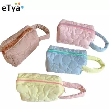 1 шт., однотонная женская сумка-тоут с цветком, косметичка на молнии, органайзер для макияжа, дорожная студенческая сумка-карандаш с ремешком на запястье