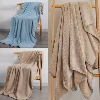 1 шт. однотонное коралловое флисовое банное полотенце с рисунком в виде сетки ананаса большое банное полотенце пляжное полотенце бытовое впитывающее банное полотенце для взрослых 70*140cm бежевый