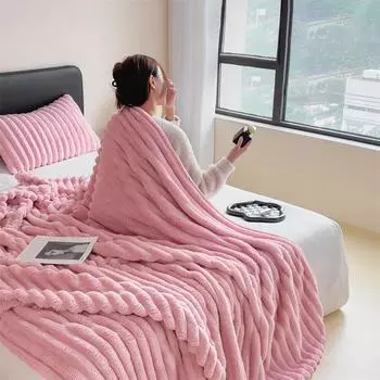 1 шт. однотонное теплое утолщенное автомобильное плюшевое двухстороннее одеяло из кроличьего флиса для офиса и домашних животных, супермягкое 70x100cm темно-синий