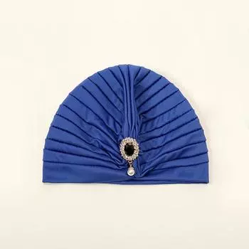 1 шт. однотонный летний дышащий мусульманский платок ретро солнцезащитный хиджаб модная индийская кепка сверкающий тюрбан со стразами синий