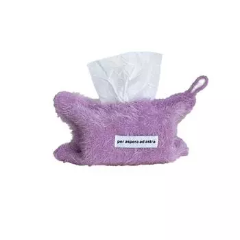 1 шт. однотонный мешок для хранения салфеток, коробки для салфеток из ниток, высококачественный держатель в скандинавском стиле, плюшевая туалетная бумага фиолетовый