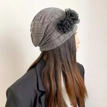 1 шт., однотонный мягкий дышащий розовый цветок, милый, крутой вязаный головной убор, вязаная шапка, сохраняющая тепло, пуловер, шапка-бини