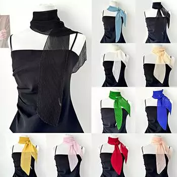 1 шт. однотонный универсальный длинный полосатый шарф в полоску в западном стиле из шелка с эффектом раздавливания морщин