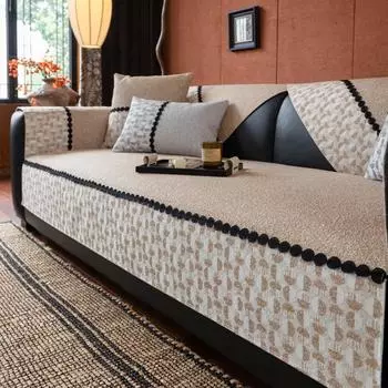 1 шт. Окрашенная пряжа Петля Пряжа Шениль Противоскользящий Чехол на диван, Подушка на все сезоны для декора гостиной Универсальное диванное полотенце 70*70cm