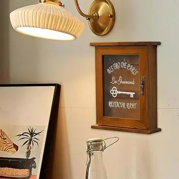 1 шт. Органайзер для ключей, настенные крючки для ключей, винтажный шкаф для ключей, деревенский держатель ключей, деревянный настенный шкаф для ключей, стеклянный держатель ключей синий