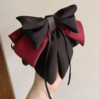 1 шт. Ощущение высокого класса, контрастные цвета, заколка-бант, лента со стразами высокого класса, заколка для хвоста, верхняя заколка, средняя заколка-акула