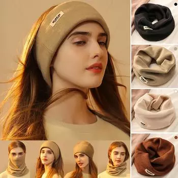 1 шт., осенне-зимний новый шарф, шапка, универсальная холодная маска, висячие уши, женский шерстяной шарф, вязаный шейный платок, повязка на голову для спорта на открытом воздухе