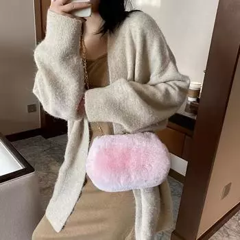 1 шт., осенне-зимний плюшевый кошелек для монет, плечевой ремень, одно плечо, диагональный крест, женский ремень на спине, зажим с пряжкой, клатч, универсальный применимый