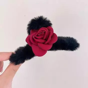 1 шт. Осенне-зимняя роза плюшевая заколка-зажим элегантная французская заколка-акула аксессуары для волос