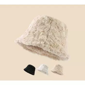 1 шт. Осенне-зимняя шляпа рыбака из искусственного меха кролика с черной этикеткой и буквами, женская шляпа-ведро, модная, универсальная, плюшевая, теплая шляпа для бассейна One Size белый