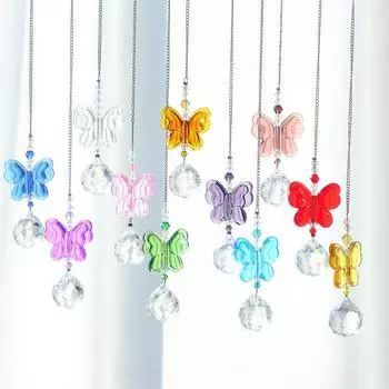1 шт. Ослепительная бабочка хрустальная подвеска романтический прозрачный подарок идея подвесного украшения на окно домашний декор розовый