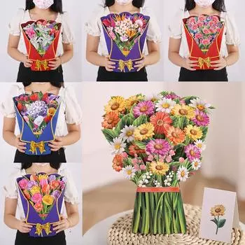 1 шт., открытка с букетом цветов 33*25,5 см, 3D значимый подарок Carnations