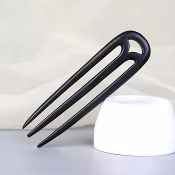 1 шт. отправляющие палочки для еды модные деревянные зажимы простота ручной работы французская заколка для волос в форме когтя деревянная вилка для волос 3-вилочная шпилька для волос чёрный