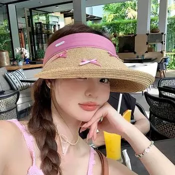 1 шт., отпускные летние новые соломенные шляпы от солнца с большими полями и бантом, оригинальные женские пляжные модные приморские шляпы хаки