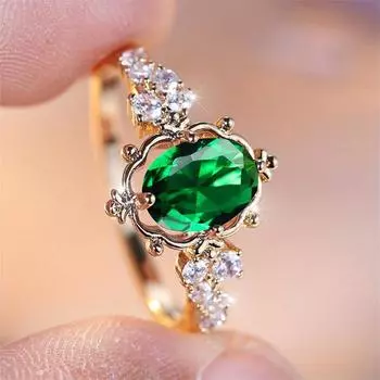 1 шт. овальной огранки зеленый фиолетовый камень принцесса Корона кольца обручальное кольцо ювелирные подарки подарок на день святого Валентина 6 зелёный