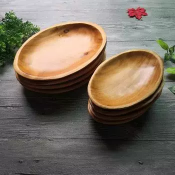 1 шт. Овальный деревянный поднос для фруктов, закусок, торта, десерта, сервировочная тарелка, органайзер для хранения кухонной посуды