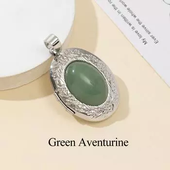 1 шт., овальный кулон из натурального камня, бохо-зеленый авантюрин, золотистый песок, подвески для ожерелий, аксессуары для самостоятельного изготовления ювелирных изделий, St. Подарки на День Святого Патрика 1Pc/2429mm зелёный