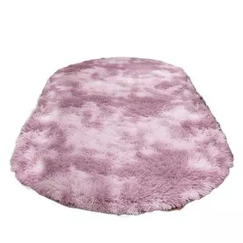 1 шт. овальный моющийся большой размер мягкий декоративный спальный пушистый ковер плюшевый коврик на пол длинный плюш 40x60cm розовый/фиолетовый