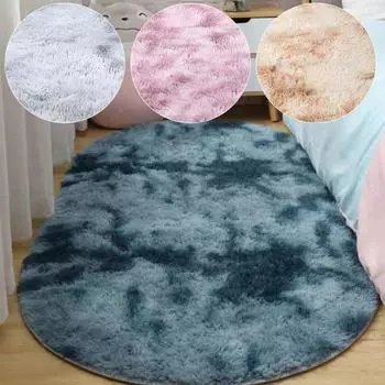 1 шт. овальный моющийся большой размер мягкий декоративный спальный пушистый ковер плюшевый коврик на пол длинный плюш 40x60cm серый