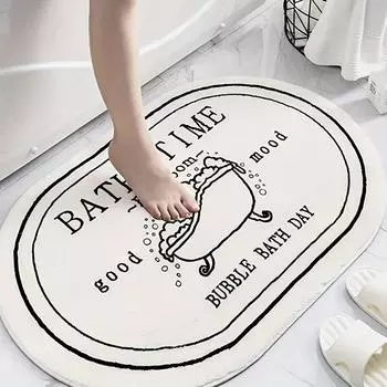 1 шт. Овальный нескользящий коврик для пола, супер мягкий коврик из микрофибры для двери ванной комнаты, можно стирать в стиральной машине, коврик для входа в ванную комнату для домашнего декора 40*60cm/15.7*23.6in