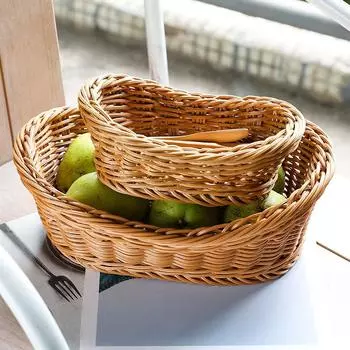 1 шт. овальный поднос для хлеба из ротанга, пластиковая корзина для хранения ручной работы, креативная коробка