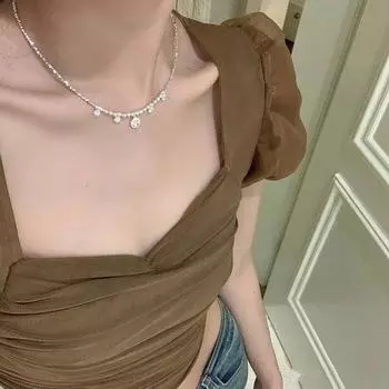 1 шт. Ожерелье цепочка на ключицу, жемчужное ожерелье женские украшения мода легкий роскошный подарок