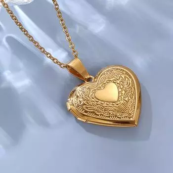 1 шт. Ожерелье с подвеской в виде цветка розы и сердца для фоторамки, ожерелье из нержавеющей стали для родственников, подарок на день отца золотистый