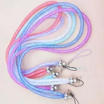 1 шт., ожерелье с ремешком с кристаллами, идентификационный значок, брелок для мобильного телефона, блестящий шнур, ремешок, сетка со стразами, противоугонный держатель, подвесная веревка красный