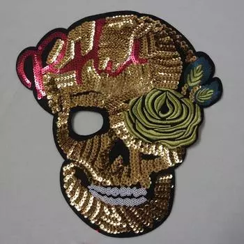 1 шт. пайетки вышитые крутые черепа пришитые нашивки аппликация для одежды цветок череп золотая нашивка
