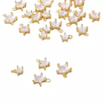 1 шт./пакет медь микро инкрустированный циркон пентаграмма кулон для ювелирных изделий ручной работы DIY 6mm*1pcs золотой