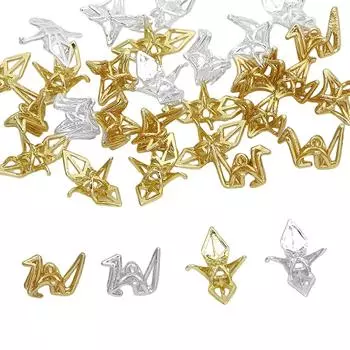 1 шт./пакет, медные одиночные подвесные трехмерные сложенные бумажные журавлики для ювелирных изделий ручной работы DIY 12.5x12x9mm*1pcs серебряный