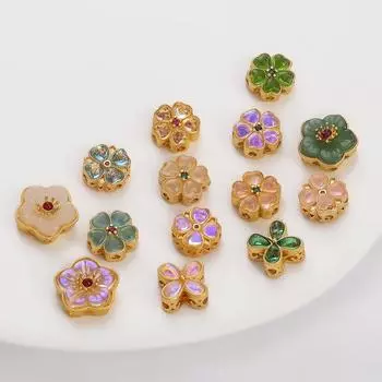 1 шт./пакет медные золотые цветочные бусины-разделители DIY ожерелье браслет серьги кольца ювелирные аксессуары 13x13mm 1pc/bag
