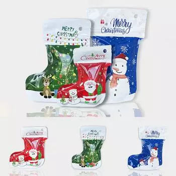 1 шт. пакет с застежкой-молнией, пакет для конфет, упаковочный пакет, рождественский подарочный пакет, рождественское украшение, подвеска