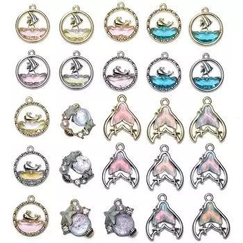 1 шт./пакет Сплав инкрустированный стеклянный кулон DIY браслет ожерелье серьги ювелирные изделия аксессуары 17x21mm 1pc/bag